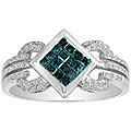 14k Gold 2/5ct TDW White/ Blue Diamond Mosaic Ring (G-H, SI2)