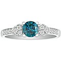 14k Gold 2/3ct TDW Solitaire Blue/ White Diamond Ring (G-H, I1)