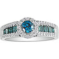 14k Gold Light 1ct TDW Blue and White Diamond Ring (G-H, SI2)