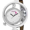 Just Sweet Silvertone Women's Crystal 'Love' Black Strap Watch