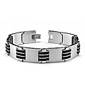 Stainless Steel Men's Rubber Accent Bracelet
