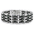 Stainless Steel Men's Black Rubber Link Bracelet