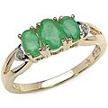 10k Gold Oval Emerald and Diamond Ring
