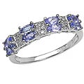 10k White Gold Genuine Tanzanite and Diamond Ring