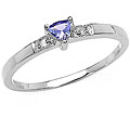 10k White Gold Trillion Tanzanite Diamond Ring