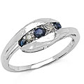 10k White Gold Blue Sapphire and Diamond Ring