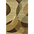 Hand-knotted Grey/ Tan Wool Rug (5' x 7'6)