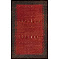 Hand-knotted Red and Brown Wool Rug (5' x 7'6)