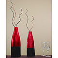 Red and Black Lacquer Vases with Glitzy Waves (Set of 2)