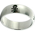 Stainless Steel Etched Skull Ring
