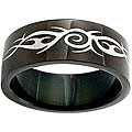 Blackplated Stainless Steel Tribal Design Ring