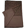 Wool Eggplant/ Deep Moss Green Jacquard Jamawar Shawl (India)