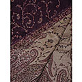 Wool Burgundy and Light Gold Jacquard Jamawar Shawl (India)