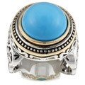 Meredith Leigh Sterling Silver and 14k Gold Turquoise Cabochon Ring