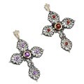 Meredith Leigh Sterling Silver and 14k Yellow Gold Gemstone Cross Necklace