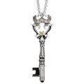 Meredith Leigh Sterling Silver and 14k Gold Gemstone Key Necklace