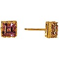 14k Yellow Gold Amethyst Square Earrings