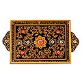 Painted Glass 'Royal Blue Garden' Tray (Peru)