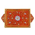 Painted Glass 'Crimson Garden' Tray (Peru)