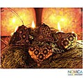 Set of 4 Wood 'Festive Java' Batik Ornaments (Indonesia)