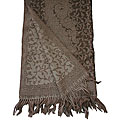 Wool Taupe and Cream Jacquard Jamawar Shawl (India)