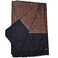 Jaquard Jamawar Navy and Rust Wool Shawl (India)