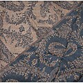 Jaquard Jamawar Blue and Taupe Wool Shawl (India)