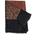 Jaquard Jamawar Navy and Rust Wool Shawl (India)