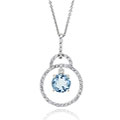 Sterling Silver Cubic Zirconia and Blue Topaz Circle Pendant