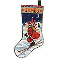 Skiing Santa 18-inch Neddlepoint Stocking Kit