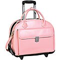McKlein Pink Glen Ellyn Leather Detachable Wheeled Laptop Case