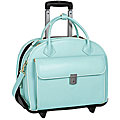 McKlein Blue Glen Ellyn Leather Detachable-Wheeled Laptop Case