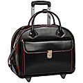McKlein Black Glen Ellyn Leather Detachable-Wheeled Laptop Case