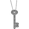 10k White Gold 1/10ct TDW Diamond Key Necklace