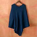'Steel Blue Elegance' Alpaca Poncho (Peru)