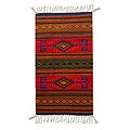 Mexican Zapotec Wool 'Blue Sun' Rug (2' x 3'6)
