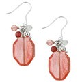 Sterling Silver Cherry Quartz Glass and Mother of Pearl Drop Earrings