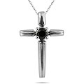 10k White Gold 1/6ct TDW Black Diamond Cross Pendant