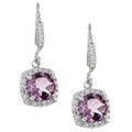 Sterling Silver Cubic Zirconia and Amethyst Dangle Earrings