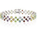 Sterling Silver Multi-gemstone 3-row Bracelet