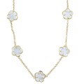 18k Gold/ Sterling Silver Mother of Pearl Flower Necklace