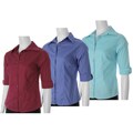Adi Designs Stretch Fitted 3/4-sleeve Blouse