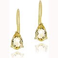 18k Gold Over Sterling Silver Citrine Pear-shape Earrings