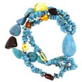 Sterling Silver Turquoise and Amber 3-strand Stretch Bracelet