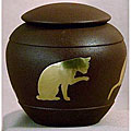 Silhouette Inlaid Sienna Cat Urn - For cats up to 30.lbs