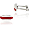 Stainless Steel Red Oval Cuff Links