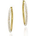 22k Gold over Silver Diamond-cut Hoop Earrings