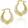 22k Gold over Sterling Silver Diamond-cut Hoop Earrings
