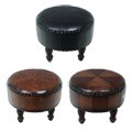Medium Faux Leather Round Stool  