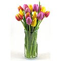15 Mixed Tulips with Vase